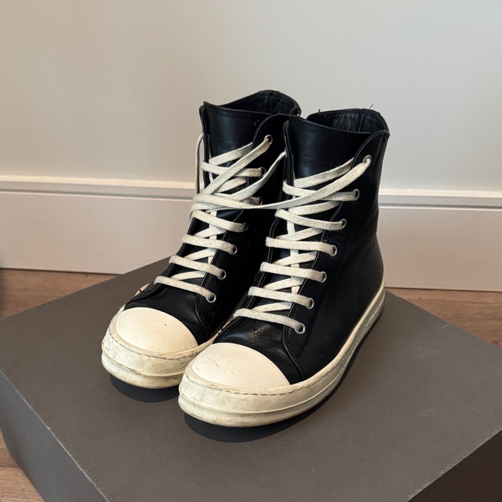 Rick Owens Black and Milk Sneakers